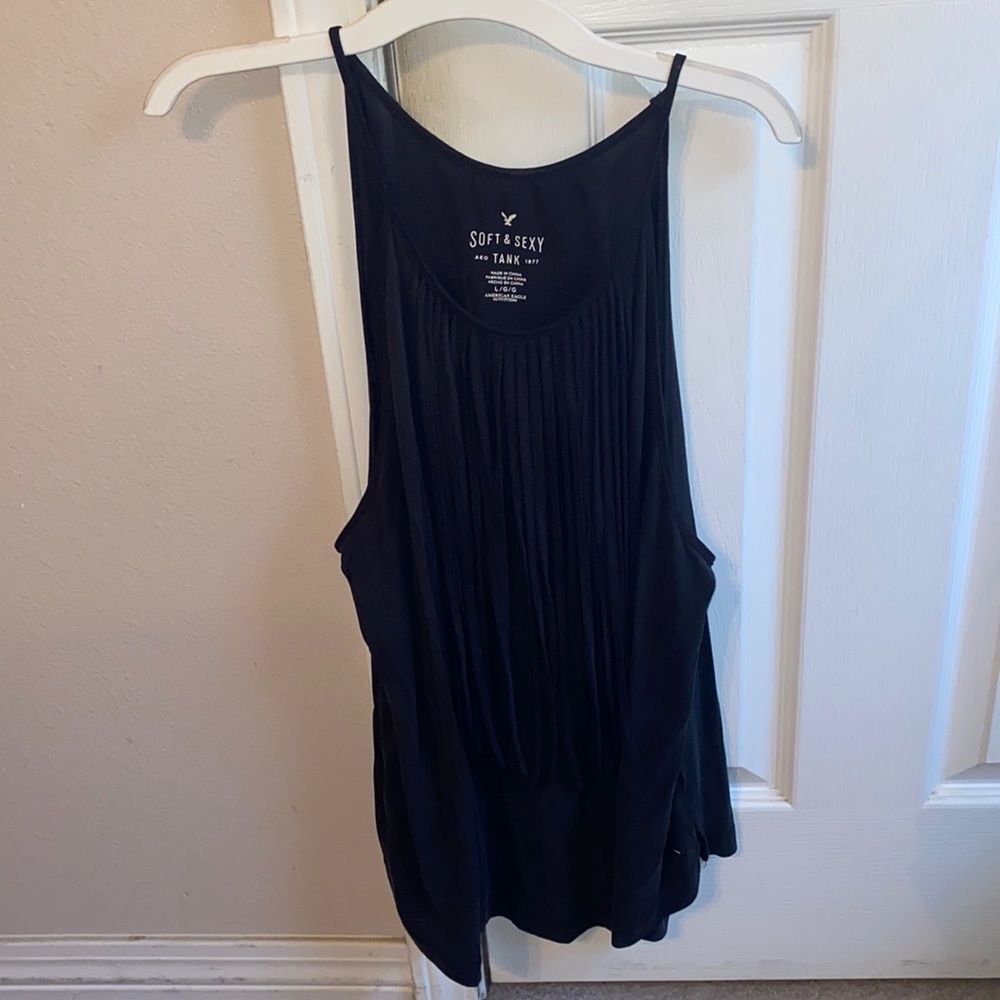 American Eagle Black Fringe Tank